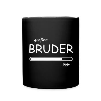 Großer Bruder lädt - Tasse einfarbig - Schwarz - Vorne