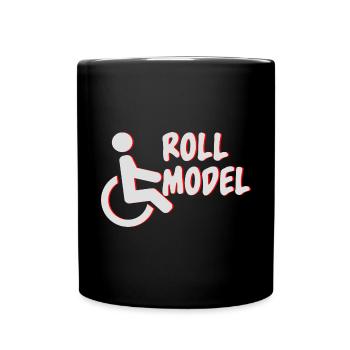 Roll model Lustig Handicap Amputated wheelchairfa - Full Colour Mug - black - Front
