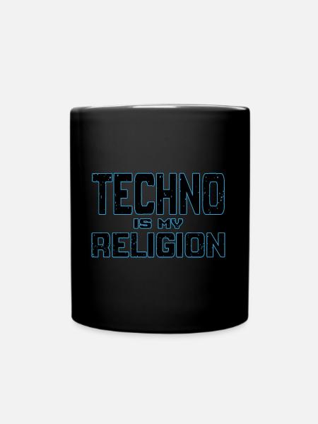 Techno Is My Religion Hard Dark Acid Techno Music - Full Colour Mug - black