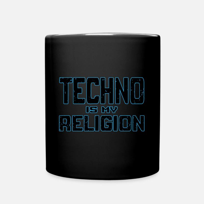 Techno Is My Religion Hard Dark Acid Techno Music - Full Colour Mug - black