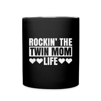 Rockin' the Twin Mom life Zitat für eine Mutter - Tasse einfarbig - Schwarz - Vorne
