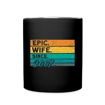 15th Wedding Anniversary Couple Design 15 Years of Marriage - Full Colour Mug - black - Front