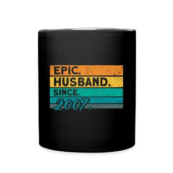 15th Wedding Anniversary Couple Design 15 Years of Marriage - Full Colour Mug - black - Front
