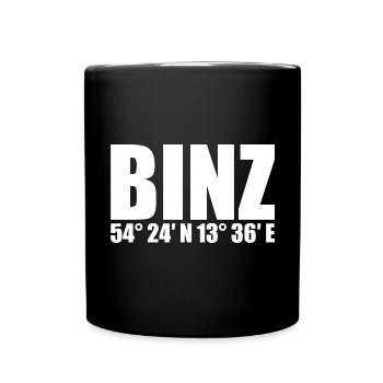 Binz Koordinaten - Tasse einfarbig - Schwarz - Vorne