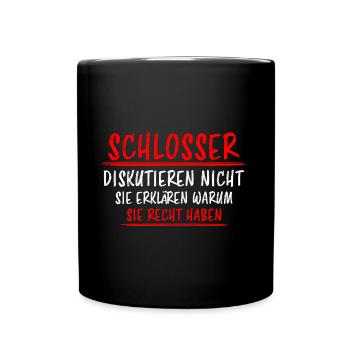 Schlosser Beruf Lustiger Spruch Schloss Geschenk - Tasse einfarbig - Schwarz - Vorne