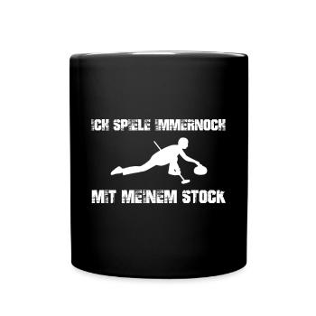 Stockschiessen Eistockschiessen Stocksport - Tasse einfarbig - Schwarz - Vorne