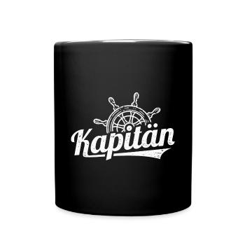 Kapitän Steuerrad Bootsfahrer Steuermann Segeln - Tasse einfarbig - Schwarz - Vorne