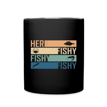 Angeln Angler Angelrute - Tasse einfarbig - Schwarz - Vorne