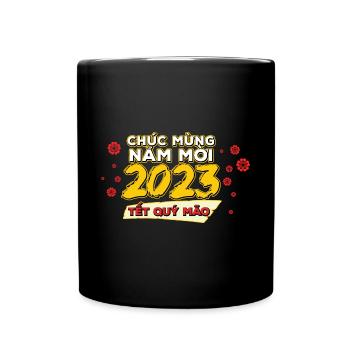 Vietnamesisches Neujahr Katze 2023 I Geschenk - Tasse einfarbig - Schwarz - Vorne