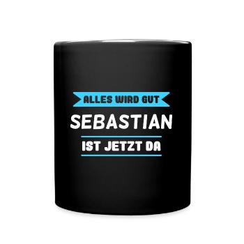 Sebastian Name Design für stolze Sebastians - Tasse einfarbig - Schwarz - Vorne