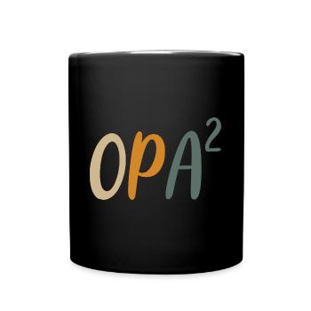 Opa hoch 2 Zweifacher zwei 2 Enkelkindern - Tasse einfarbig - Schwarz - Vorne