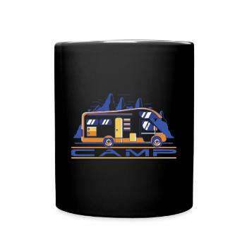 Camping Wohnmobil Vintage im Wohnwagen Caravan - Tasse einfarbig - Schwarz - Vorne