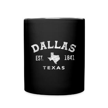 Est. 1841 Dallas Kartendesign für stolze Texaner - Tasse einfarbig - Schwarz - Vorne