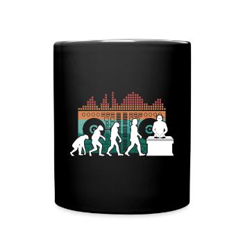 Evolution de l’homme DJ Techno Vinyle Rétro Vintage - Mug uni - noir - Devant