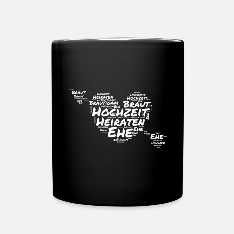 Hochzeit Braut Bräutigam Ehe Wörter Herz - Tasse einfarbig - Schwarz