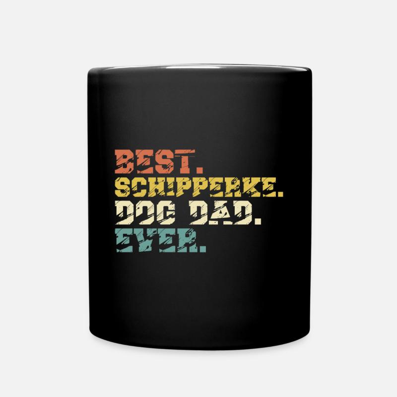 Schipperke Hund Dad Papa Herrchen Sprüche Vintage - Tasse einfarbig - Schwarz