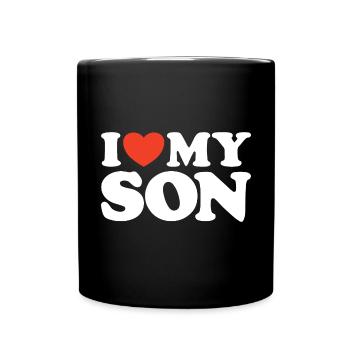 I love my son Herz Shirt - Tasse einfarbig - Schwarz - Vorne