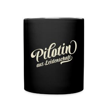 Pilotin aus Leidenschaft - Motivation und Erfolg - Tasse einfarbig - Schwarz - Vorne