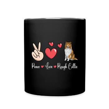 Longhair Collie Rough Collie Dog - Full Colour Mug - black - Front