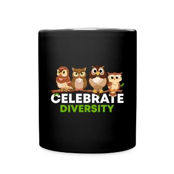 Celebrate Diversity Nocturnal Birds Of Prey Owl En - Tasse einfarbig - Schwarz - Vorne