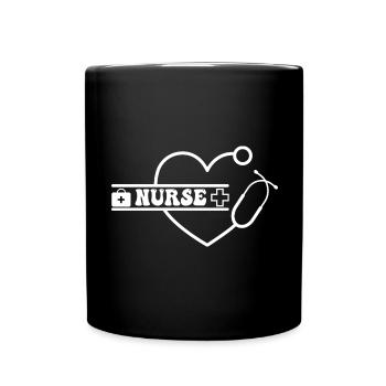 Nurse with Heartbeat medical Krankenschwester - Full Colour Mug - black - Front