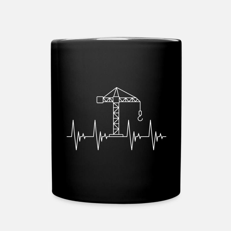 Grue blanche battement de cœur véhicules de construction ECG - Mug uni - noir