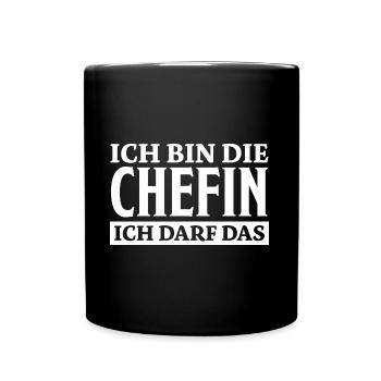 Chefin Spruch Familie Beruf Lustig Chefin Geschenk - Tasse einfarbig - Schwarz - Vorne