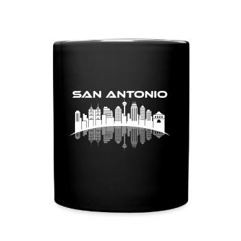 San Antonio Gespiegelte Skyline Design für stolze - Tasse einfarbig - Schwarz - Vorne