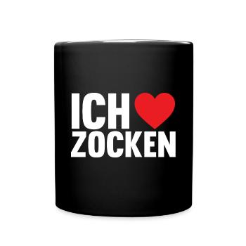 Zocker Zocken Gamer - Tasse einfarbig - Schwarz - Vorne