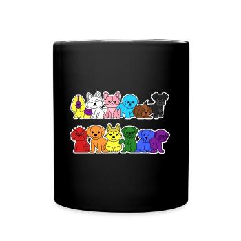 Pride Progress Flag Dogs for Equality - Full Colour Mug - black - Front