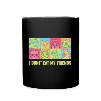Bunny Goat Cow Friends Design für Veganer - Tasse einfarbig - Schwarz - Vorne