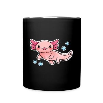 Rosa Axolotl Unterwasserdesign für Axolotl Fans - Tasse einfarbig - Schwarz - Vorne