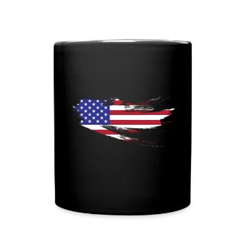 Amerikanische Flagge Retro US Amerika USA - Tasse einfarbig - Schwarz - Vorne