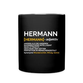Hermann - Tasse einfarbig - Schwarz - Vorne
