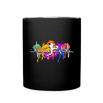 Fußballerin Fußball Herzschlag - Tasse einfarbig - Schwarz - Vorne