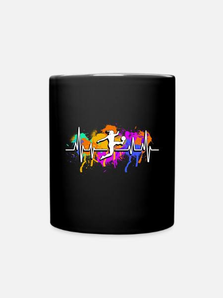 Fußballerin Fußball Herzschlag - Tasse einfarbig - Schwarz