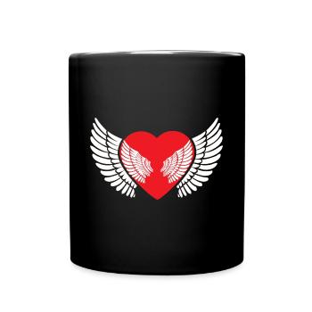 Ailes, coeurs, coeurs, amour, Saint-Valentin, Saint-Valentin - Mug uni - noir - Devant