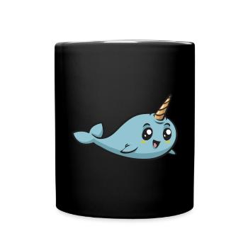 Narwhal Unicorn Whale - Full Colour Mug - black - Front