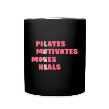 Pilates motivates moves heals - Full Colour Mug - black - Front