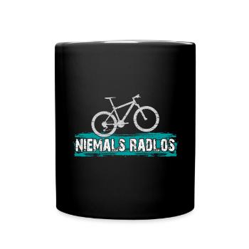 Niemals Radlos - Bikermotiv lustiger Bikerspruch - Tasse einfarbig - Schwarz - Vorne