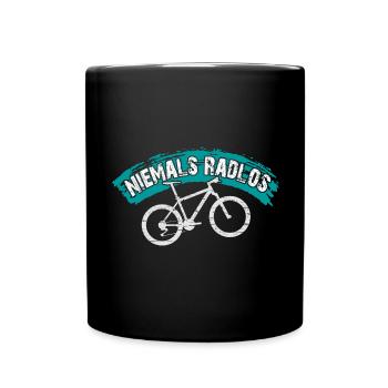 Niemals Radlos - Bikermotiv lustiger Bikerspruch - Tasse einfarbig - Schwarz - Vorne