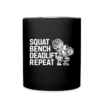 Squat Bench Deadlift Repeat 8 - Tasse einfarbig - Schwarz - Vorne
