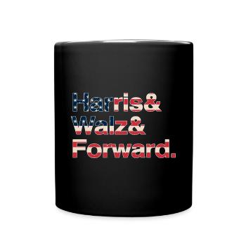 Kamala Harris & Tim Walz 2024 Chemise drapeau des États-Unis - Mug uni - noir - Devant