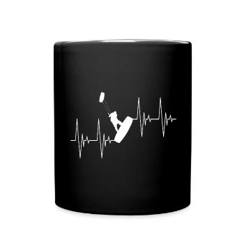 Kite Surfing Sea Water Sports Heartbeat ECG Sports - Full Colour Mug - black - Front