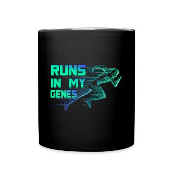 Running Runs In My Genes Marathon Runner Gift - Full Colour Mug - black - Front