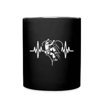 Herzschlag Bergsteiger - Tasse einfarbig - Schwarz - Vorne