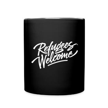 refugees welcome - Full Colour Mug - black - Front