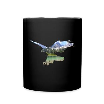 Eagle lake mountain mountains fly clouds shirt - Full Colour Mug - black - Front