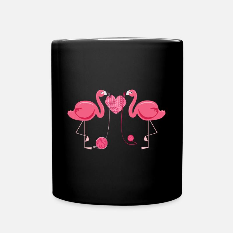 Flamingos Knit A Heart Shape - Tasse einfarbig - Schwarz