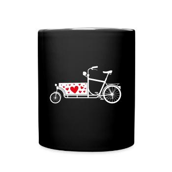 Vélo cargo, coeurs, Saint Valentin - Mug uni - noir - Devant